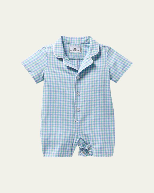 Boy's Spring Gingham Printed Romper, Size Newborn-24